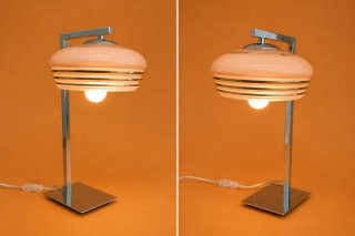 (1) Candeeiro de mesa Art Déco Rosa e cromado