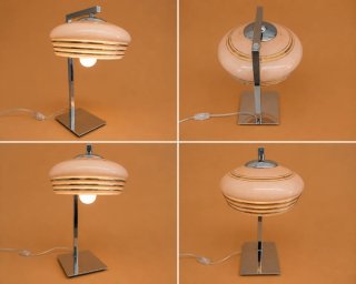 (1) Candeeiro de mesa Art Déco Rosa e cromado