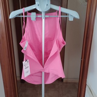 Top rosa drapeado Zara tirantes ajustables