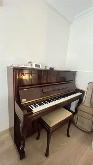 Piano vertical de madera oscura Young Chan