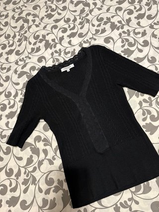 Camiseta Morgan manga 3/4 negra puntilla Talla XS