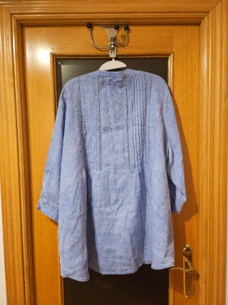 Blusa de lino Couchel azul talla XXL