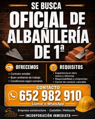 Se necesita oficial de primera de albañileria