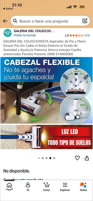 Aspiradora Pie y Mano Sensor Pro