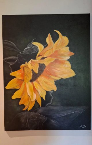 Cuadro Lienzo Acrílico Girasol 60x80