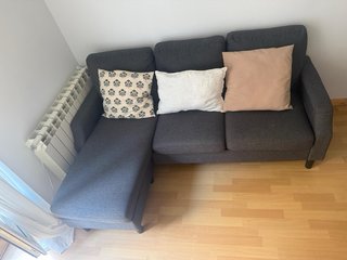 Sofá 3 plazas con chaise longue gris