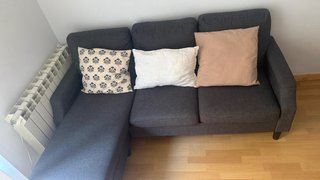 Sofá 3 plazas con chaise longue gris