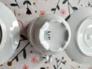 Juego de 6 tazas 6 platillos de porcelana Limoges