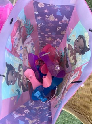 Carretto per bambole rosa con tettuccio