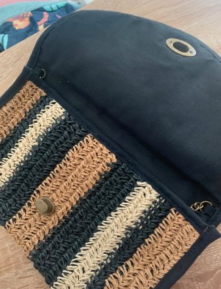 Bolso de mano de rafia a rayas de sfera