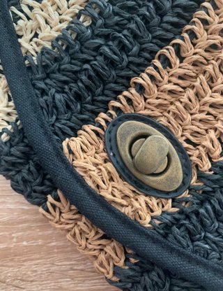 Bolso de mano de rafia a rayas de sfera
