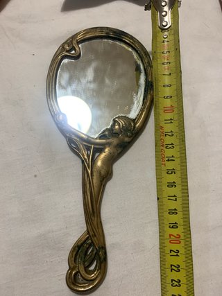 Espejo de mano Art Nouveau mujer dorada