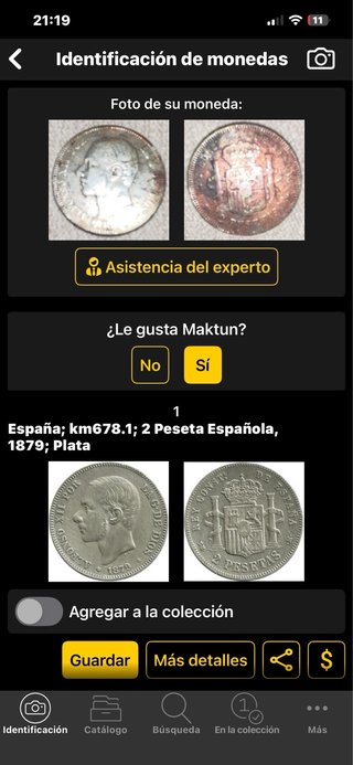 Moneda antigua 2 Pesetas Alfonso XII 1882 Original