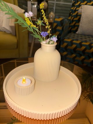 Set Decorativo Moderno Jarrón + Bandeja Portavelas
