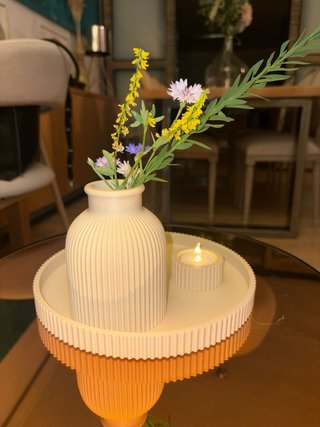 Set Decorativo Moderno Jarrón + Bandeja Portavelas