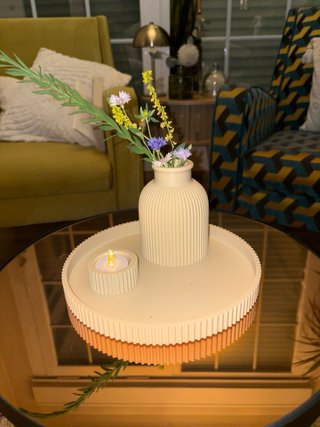 Set Decorativo Moderno Jarrón + Bandeja Portavelas