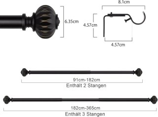 Barra Cortina netal negra 91 a 182cm