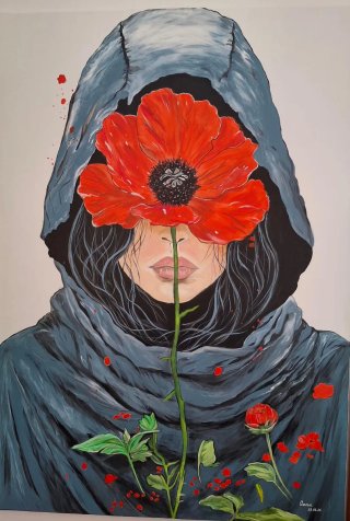 Cuadro Amapola 70x100 Lienzo Acrílico