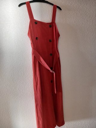 Vestido naranja/rojo con cinturón