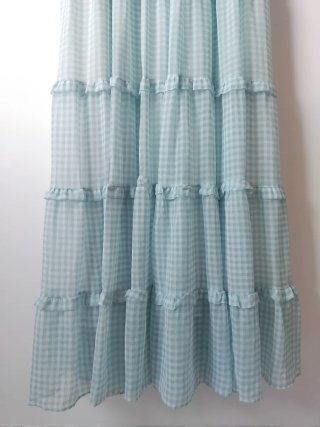 Abito lungo The Lulù a quadri azzurro
