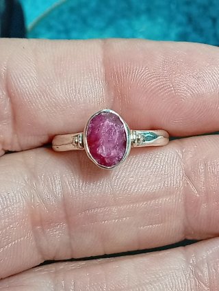 Anillo Plata Ley rubí facetado talla exacta 13,5mm