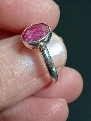 Anillo Plata Ley rubí facetado talla exacta 13,5mm