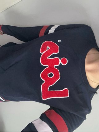 Sudadera Lois Azul con Rayas Rojas y Blancas