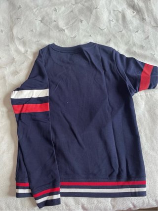 Sudadera Lois Azul con Rayas Rojas y Blancas