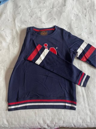 Sudadera Lois Azul con Rayas Rojas y Blancas