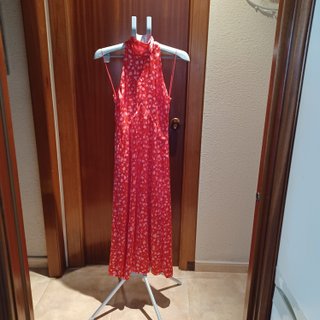 Vestido Halter Satinado Estampado Zara