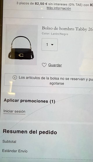 Bolso Coach Negro Tabby Hombro 26 nuevo