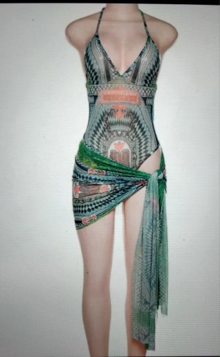 Conjunto de playa con estampado de billetes