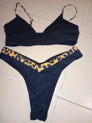 Bikini negro y leopardo Talla S