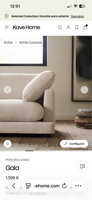 Sofá 3 plazas beige claro