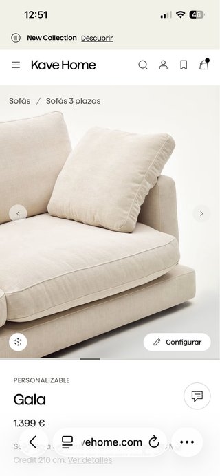 Sofá 3 plazas beige claro