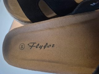 Sandalias Flyfor Piel Talla 36 Negras/Beige