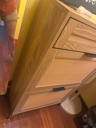 Zapatero efecto ratán madera