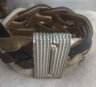 Pulsera Malla Trenzada Negra y Plateada