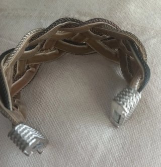 Pulsera Malla Trenzada Negra y Plateada