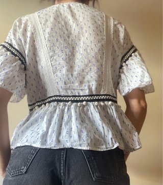 Blusa Zara bordada algodón Talla XS
