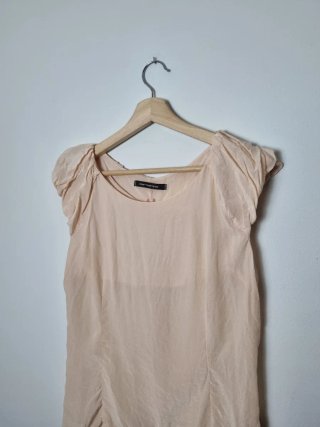 Blusa de seda vintage con mangas fruncidas