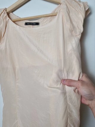 Blusa de seda vintage con mangas fruncidas