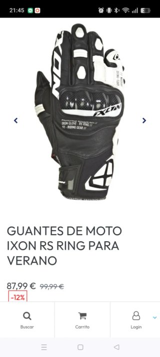 Guantes IXON Moto Negro Talla M