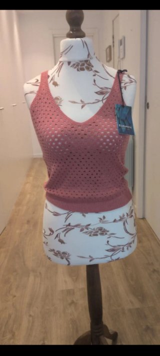 Top de punto rosa talla única