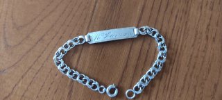 Pulsera esclava de plata grabada