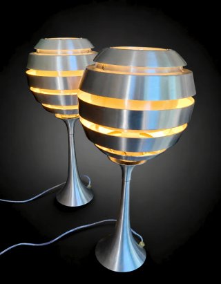 Coppia di lampade Space Age in alluminio spazzolato