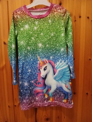 Abito vestito unicorno arcobaleno 4 anni 98-104 cm
