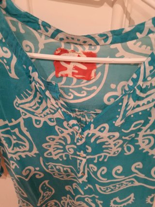 Camisa estampada mujer azul y blanco
