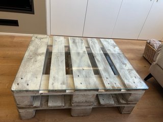 Mesa Palets Madera con Cristal