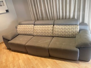 Sofá Italiano 3m Tela Beige/Gris
